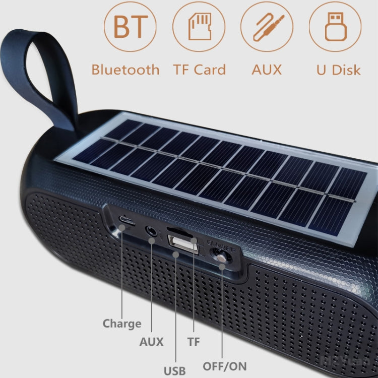 T&G TG182 Portable Column Wireless Stereo Music Box Solar Power waterproof USB AUX FM radio super bass(Blue) - Desktop Speaker by T&G | Online Shopping UK | buy2fix