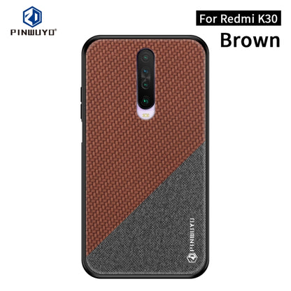 For Xiaomi  RedMi K30 PINWUYO Rong Series  Shockproof PC + TPU+ Chemical Fiber Cloth Protective Cover(Brown) - Xiaomi Cases by PINWUYO | Online Shopping UK | buy2fix