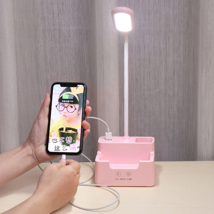 Student USB Charging Bedroom Touch LED Eye Protection Multifunctional Creative Desk Lamp, Style:Without Fan(Pink) - Desk Lamps by buy2fix | Online Shopping UK | buy2fix