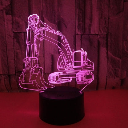 3W Excavator 3D Light Colorful Touch Control Light Creative Small Table Lamp with Black Base, Style:Touch Switch + Remote Control - Novelty Lighting by buy2fix | Online Shopping UK | buy2fix