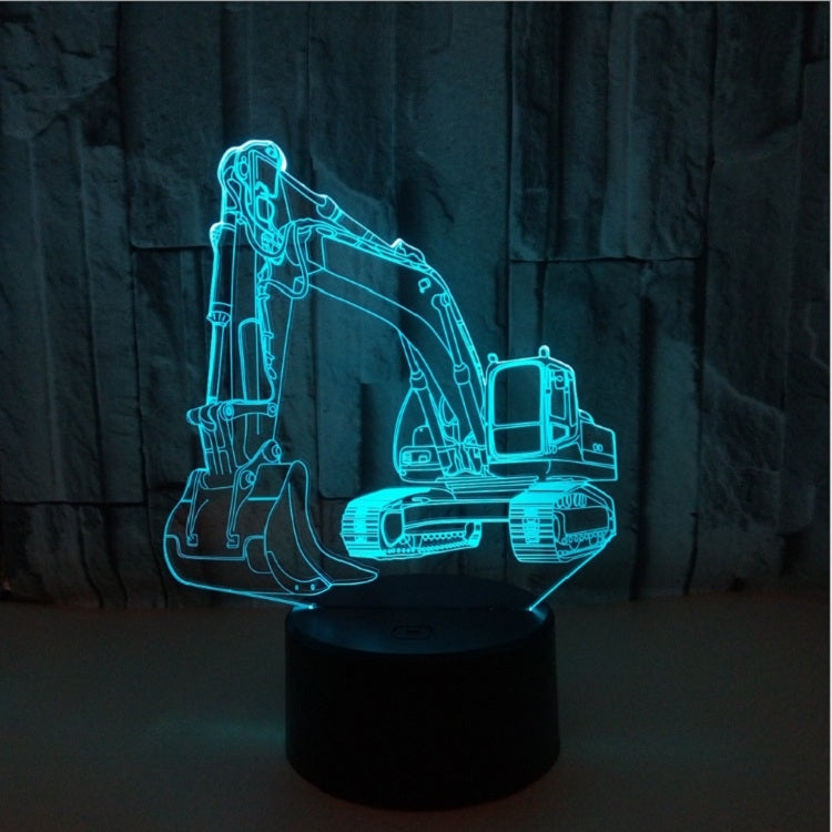 3W Excavator 3D Light Colorful Touch Control Light Creative Small Table Lamp with Black Base, Style:Touch Switch + Remote Control - Novelty Lighting by buy2fix | Online Shopping UK | buy2fix