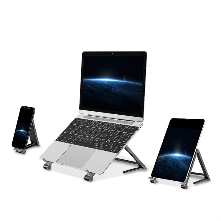 Oatsbasf 03040 Metal Mini Notebook Stand Aluminum Alloy Computer Cooling Folding Bracket(Silver) - Laptop Stand by Oatsbasf | Online Shopping UK | buy2fix