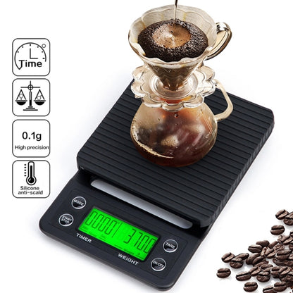 Hand Punch Coffee Scales Timing Electronic Timer Scale Kitchen Scales, Model:5kg/0.1g(Black) - Kitchen Scales by buy2fix | Online Shopping UK | buy2fix