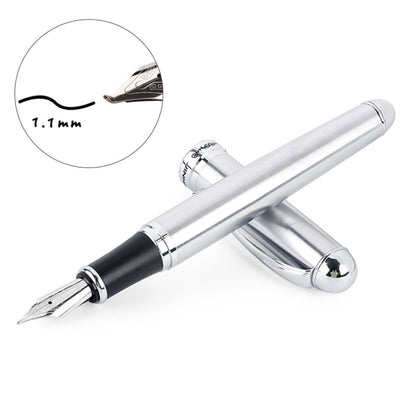 X750 Stationery Stainless Steel Fountain Pen Medium Nib Ink Pens School Oiifice Gift, Nib Size:1.1mm(Silver) - Fountain Pens by buy2fix | Online Shopping UK | buy2fix