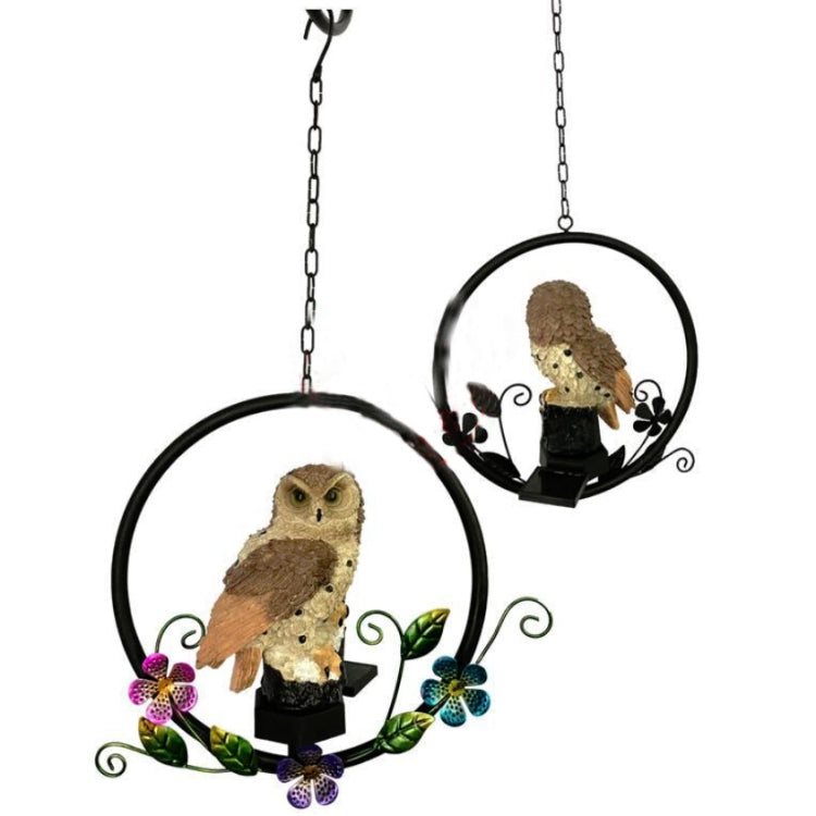 Owl Shape Solar Lawn Light Garden LED Pendant Light(Brown) - Solar Lights by buy2fix | Online Shopping UK | buy2fix