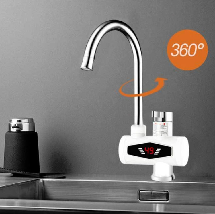 Dynamic Digital Display Instant Heating Electric Hot Water Faucet Kitchen&Domestic Hot&Cold Water Heater EU Plug, Style:With Shower Head - Faucets & Accessories by buy2fix | Online Shopping UK | buy2fix
