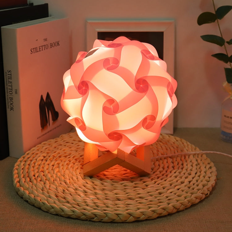 Creative Bedroom Bedside Night Light USB Round Romantic Room Decoration Lamp with Wood Base, Style: Finished Product(Pink) - Novelty Lighting by buy2fix | Online Shopping UK | buy2fix