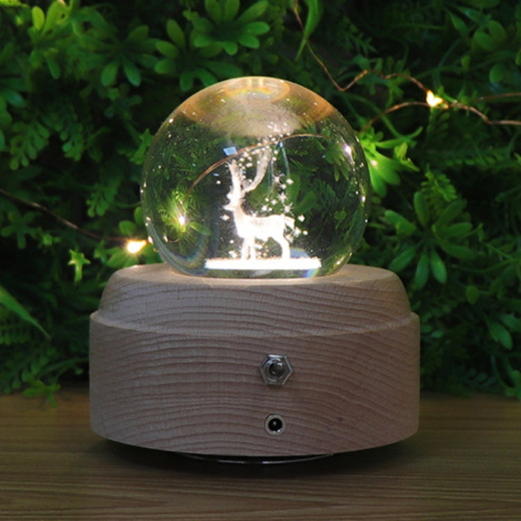 Girl Bedside Lamp Crystal Ball Wooden Base Music Box Charging Glow Rotating Night Light, Random Music(Deer) - Novelty Lighting by buy2fix | Online Shopping UK | buy2fix