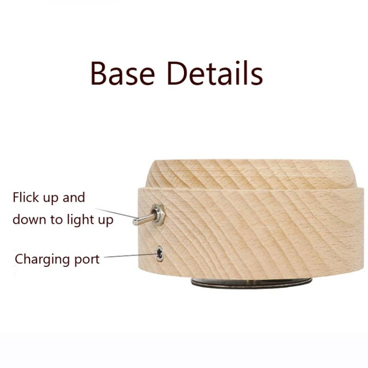 Girl Bedside Lamp Crystal Ball Wooden Base Music Box Charging Glow Rotating Night Light, Random Music(Milky Way) - Novelty Lighting by buy2fix | Online Shopping UK | buy2fix