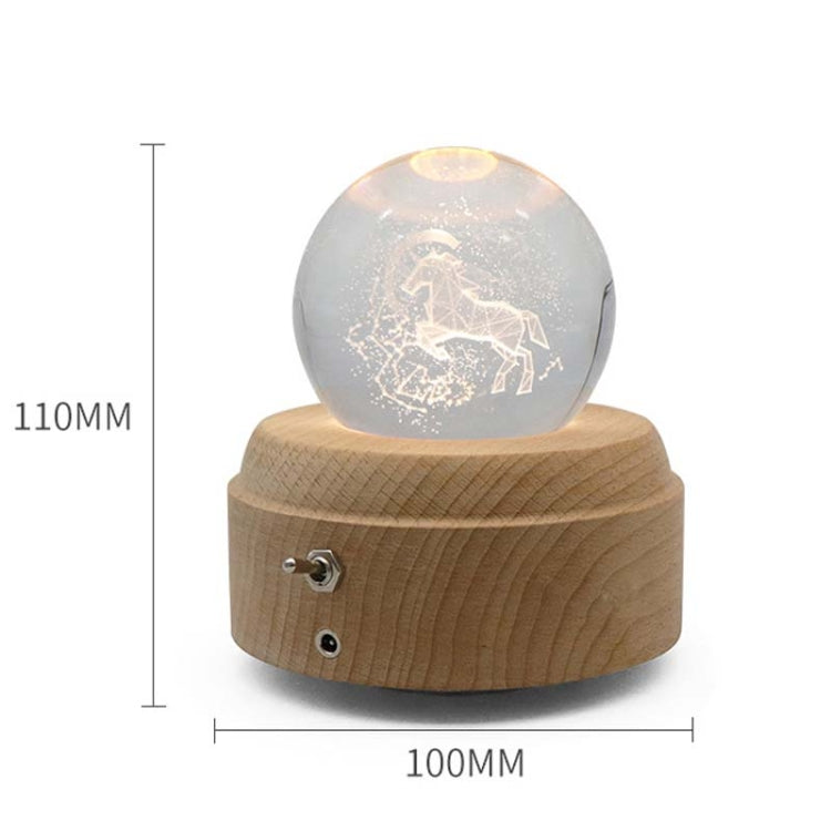 Girl Bedside Lamp Crystal Ball Wooden Base Music Box Charging Glow Rotating Night Light, Random Music(Bear) - Novelty Lighting by buy2fix | Online Shopping UK | buy2fix