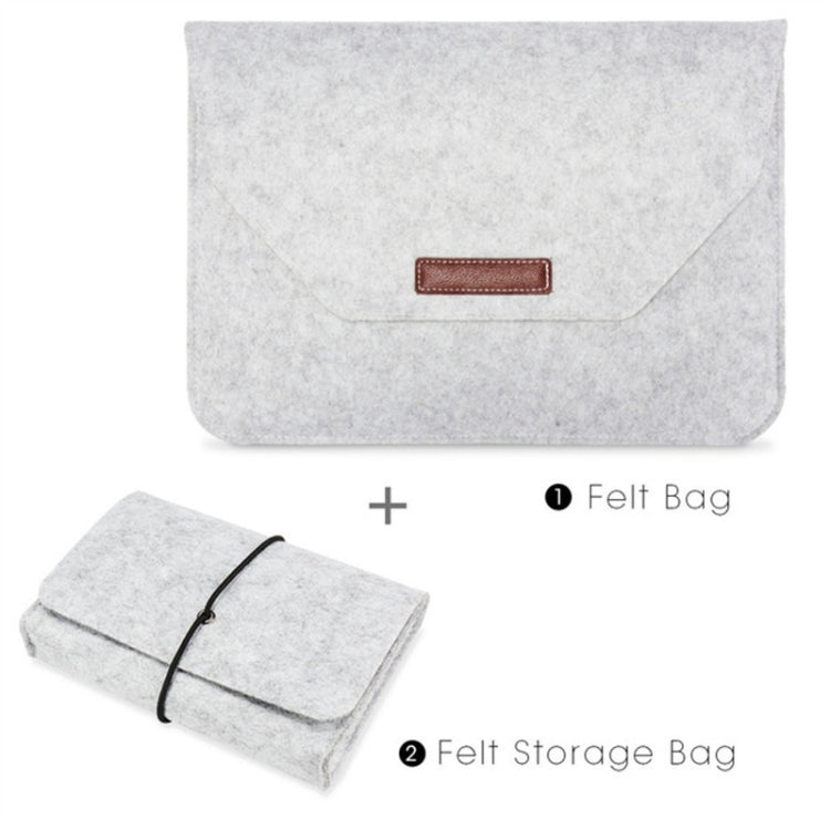 Portable Air Permeable Felt Sleeve Bag for MacBook Laptop, with Power Storage Bag, Size:15 inch(Grey) - Protective Bags by buy2fix | Online Shopping UK | buy2fix