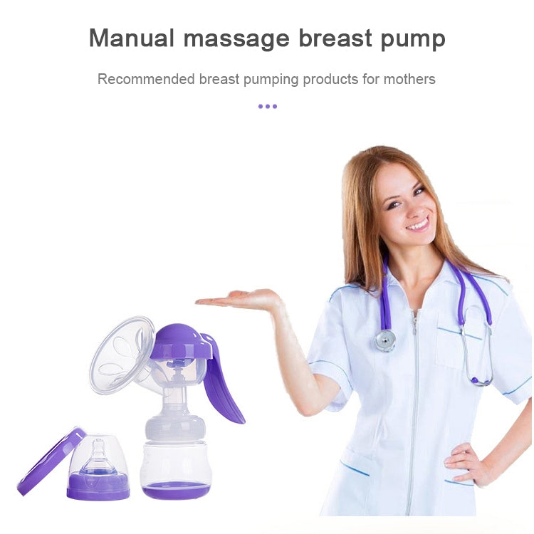 Painless Strength Adjustable Manual Massage Breast Pump(Purple) - Cups & Silicone Nipple by buy2fix | Online Shopping UK | buy2fix