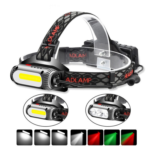 TG-TD113 T6+COB Head-Mounted USB Charging Rotating Multi-Function Headlight White Red And Green Three Light Sources Headlight  (Without Charging Set) - Headlamp by buy2fix | Online Shopping UK | buy2fix