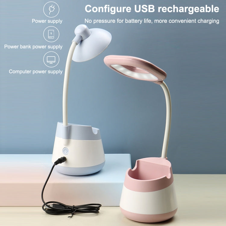 USB Charging LED Desk Light Eye Protection Lamp with Pen Holder and Phone Holder(CS276-4 Yellow) - Desk Lamps by buy2fix | Online Shopping UK | buy2fix