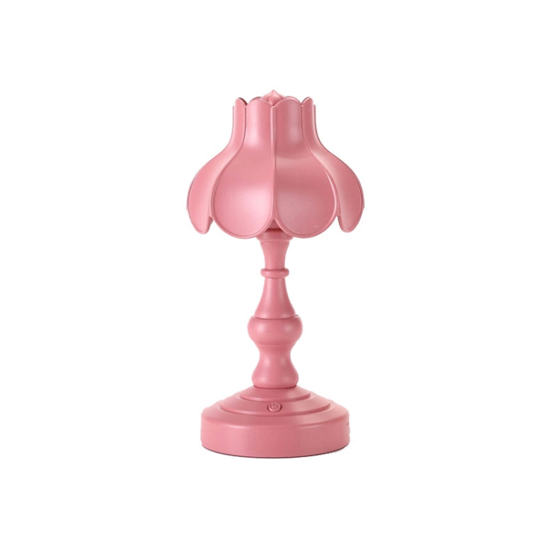 Retro Charging Table Lamp Bedroom Bed LED Eye Protection Light(LD05 Lotus Rose Red) - Bedside Light by buy2fix | Online Shopping UK | buy2fix