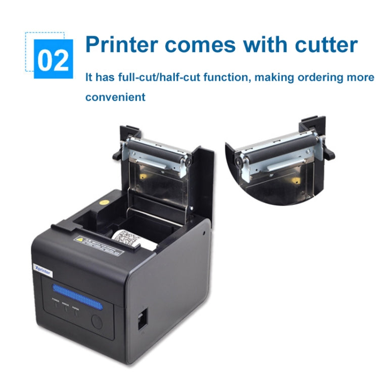 Xprinter XP-C300H 80mm Sound And Light Alarm Store Cashier Rreceipt Thermal Printer, Spec: USB+COM+LAN(EU Plug) - Printer by Xprinter | Online Shopping UK | buy2fix