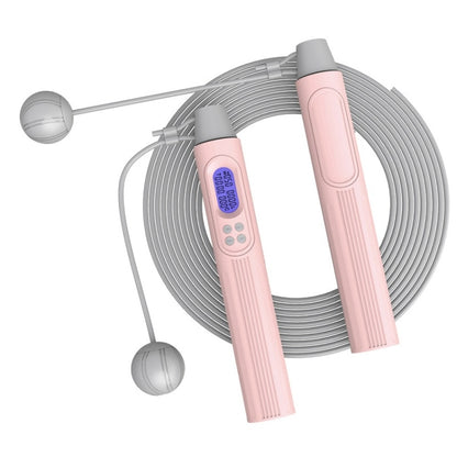 Fitness Smart Counting Slub Wire Skipping Rope Dual Purpose Corded / Cordless Jump Rope(Gray Pink) - Fitness Equipments by buy2fix | Online Shopping UK | buy2fix