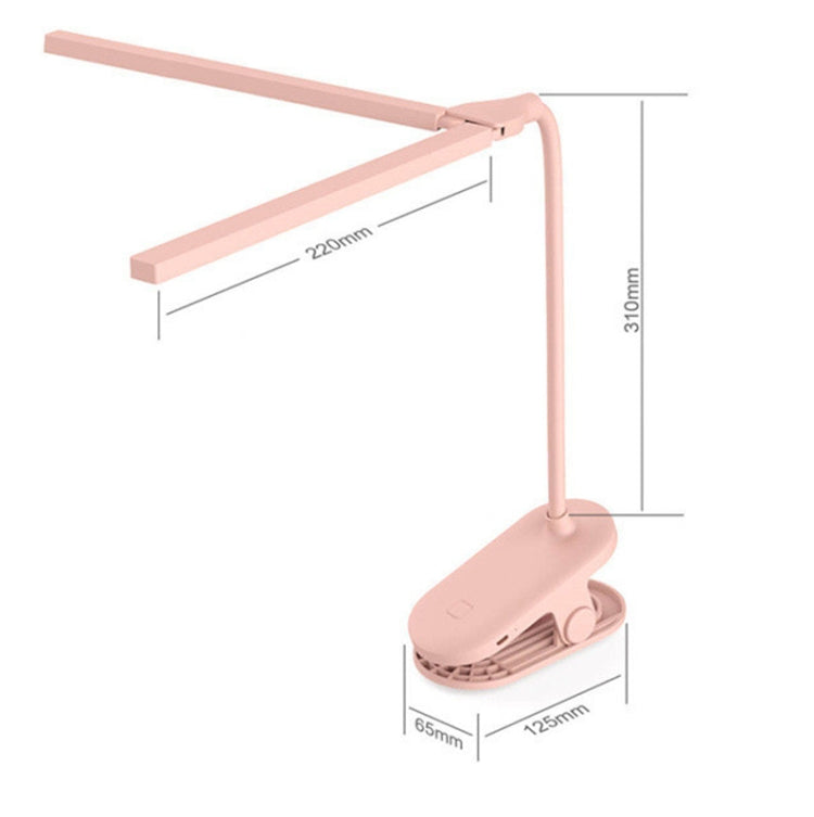 TD5 Double Lamp Head USB Desktop Clip Table Lamp,Style: Rechargeable Version (Pink) - Desk Lamps by buy2fix | Online Shopping UK | buy2fix