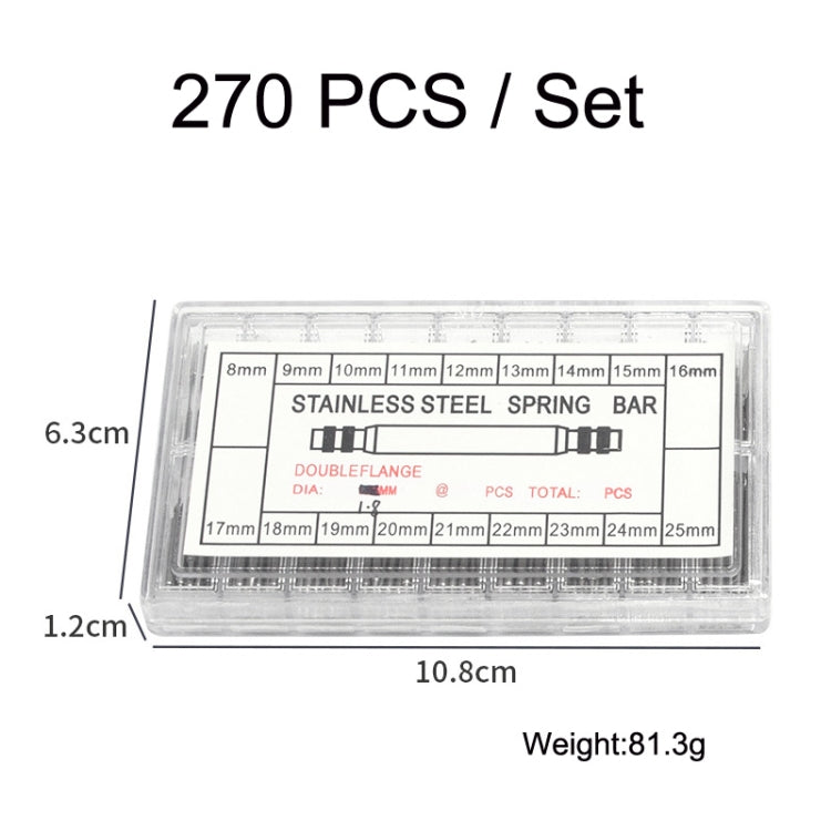 270 PCS / Set 8-25mm Strap Connecting Shaft Stainless Steel Watch Spring Bar - Watch Accessories & Parts by buy2fix | Online Shopping UK | buy2fix