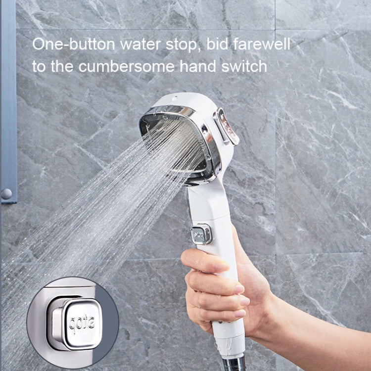 Pressurized Shower Head Four-speed Handheld Shower Set,Style: Pink Blue - Shower Head by buy2fix | Online Shopping UK | buy2fix