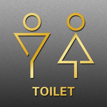 19 x 14cm Personalized Restroom Sign WC Sign Toilet Sign,Style: Triangle-Golden Public - Ornaments by buy2fix | Online Shopping UK | buy2fix