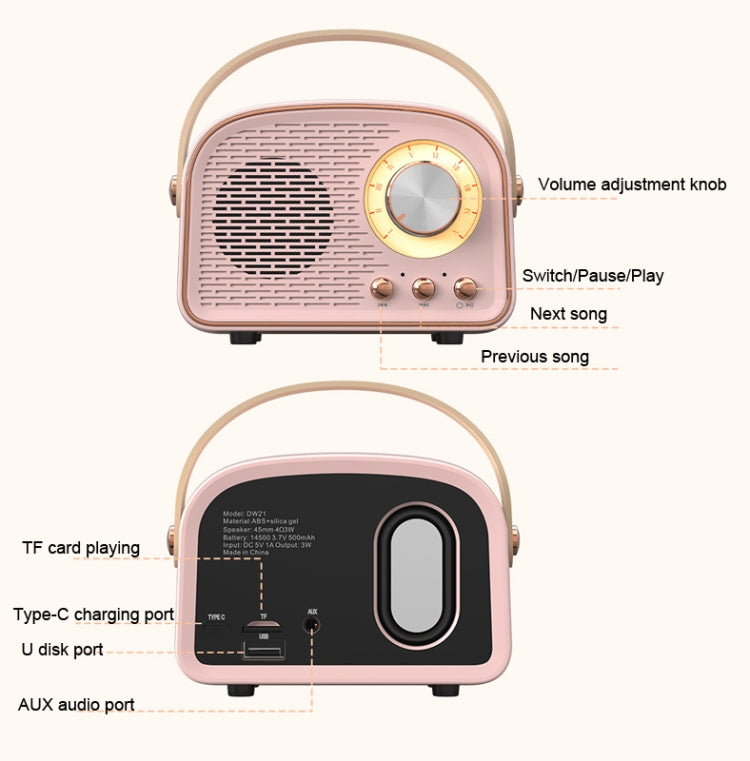 DW21 Vintage Radio BT Speaker Support TF Card/U Disk to Play(White) - Desktop Speaker by buy2fix | Online Shopping UK | buy2fix