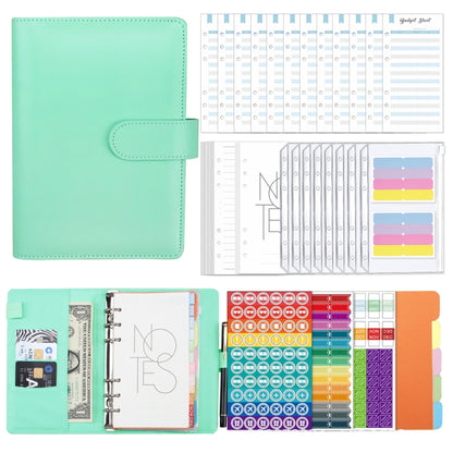 A6 Macaron PU Leather Loose-leaf Notebook Cash Budget Handbook(Green) - Notebooks by buy2fix | Online Shopping UK | buy2fix