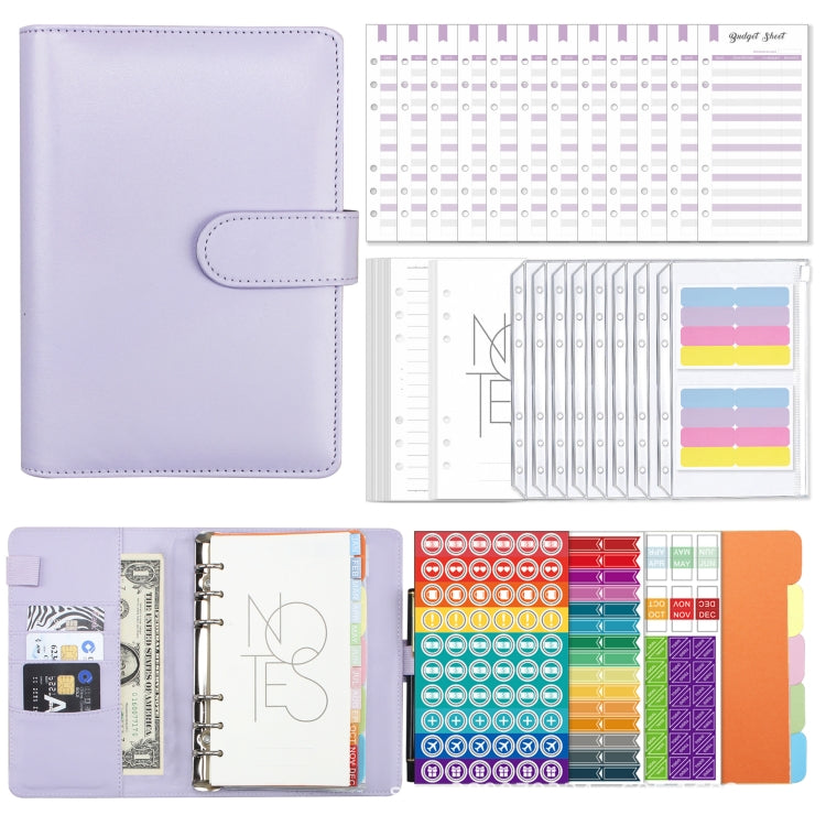 A6 Macaron PU Leather Loose-leaf Notebook Cash Budget Handbook(Purple) - Notebooks by buy2fix | Online Shopping UK | buy2fix