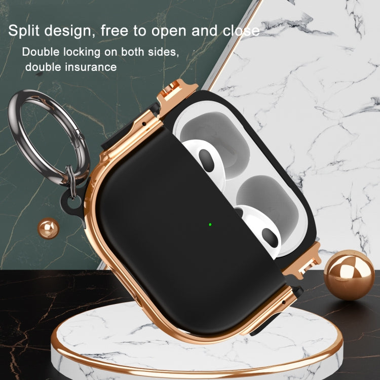 For AirPods Pro Drop-proof Case Split Design Plating Protection Cover(Rose Gold+Blue) - For AirPods Pro by buy2fix | Online Shopping UK | buy2fix