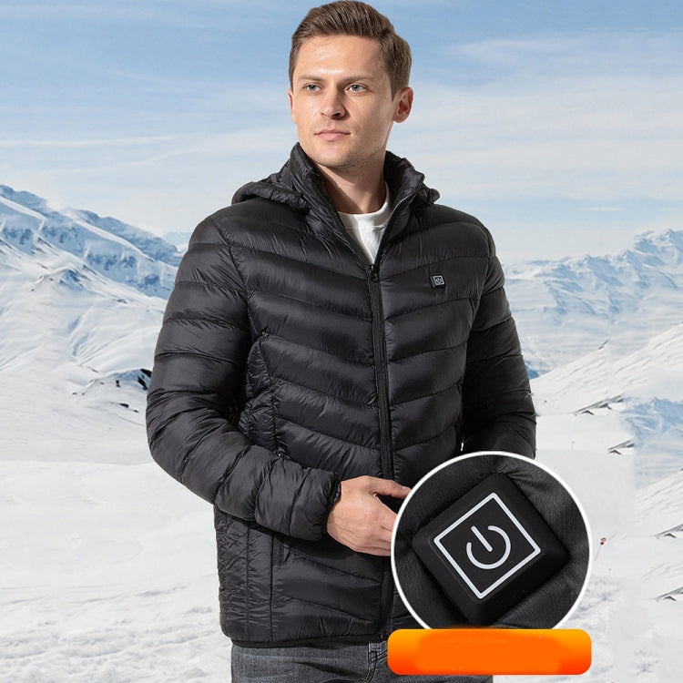 9 Zone Double Control Black USB Winter Electric Heated Jacket Warm Thermal Jacket, Size: XL - Down Jackets by buy2fix | Online Shopping UK | buy2fix