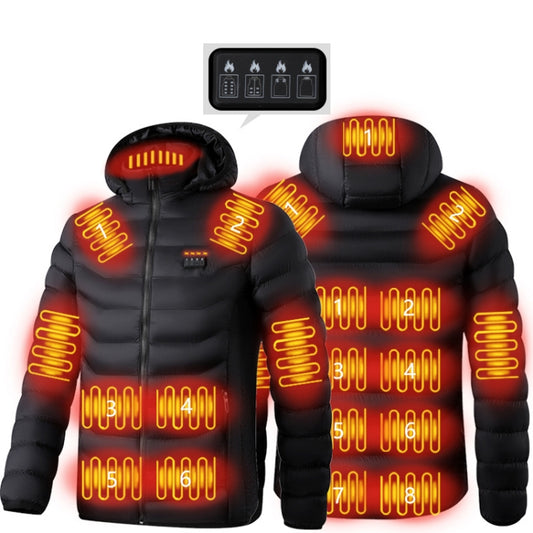 19 Zone 4 Control Black USB Winter Electric Heated Jacket Warm Thermal Jacket, Size: XL - Down Jackets by buy2fix | Online Shopping UK | buy2fix