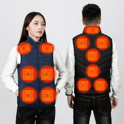 9 Area Double Control Black USB Electric Heating Undershirt Intelligent Warm Vest(L) - Down Jackets by buy2fix | Online Shopping UK | buy2fix