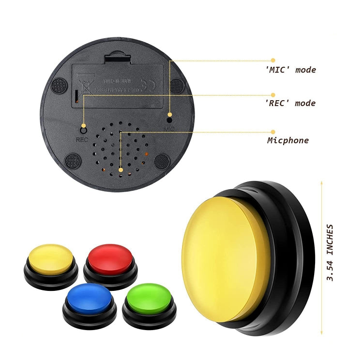 Pet Communication Button Dog Vocal Box Recording Vocalizer, Style: Recording Model(Yellow) - Training Aids by buy2fix | Online Shopping UK | buy2fix