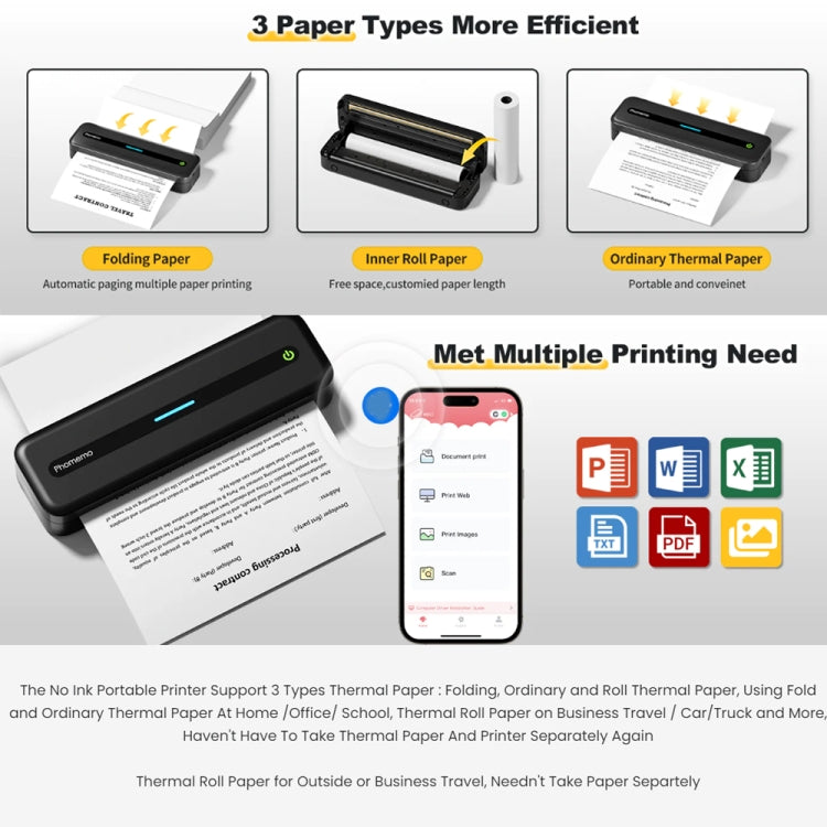 Phomemo M832 300dpi Wireless Thermal Portable Printer, Size: Letter Version(Gray) - Printer by Phomemo | Online Shopping UK | buy2fix