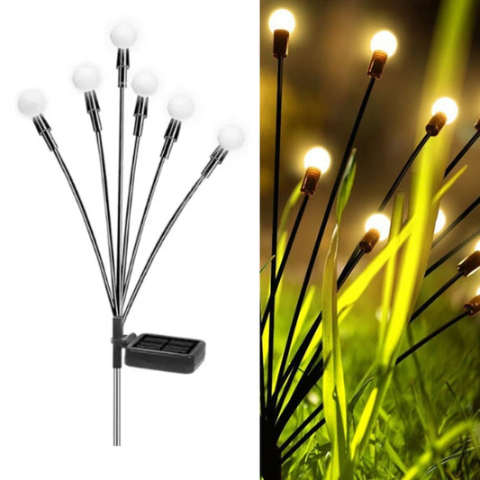 2sets Solar Firefly Lights Christmas Outdoor Garden Waterproof Lawn Lights, Color: 6 Head Warm Light - Solar Lights by buy2fix | Online Shopping UK | buy2fix