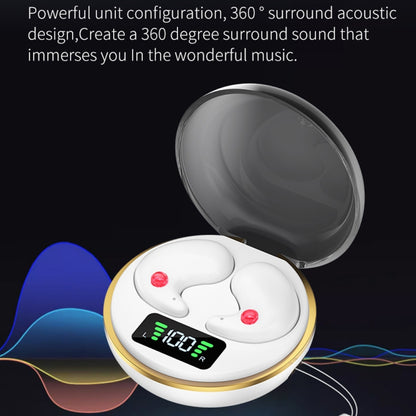 Digital Display Invisible Mini Leisure Stereo Binaural Bluetooth Earphones With Charging Compartment(White) - Bluetooth Earphone by buy2fix | Online Shopping UK | buy2fix