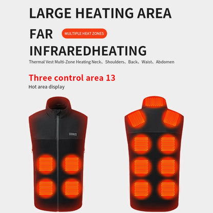 Heated Vest USB Charging Smart Heating Clothing 13 Zones Heating 3 Switch Control, Size: S/M/L(Black) - Loose Coat by buy2fix | Online Shopping UK | buy2fix