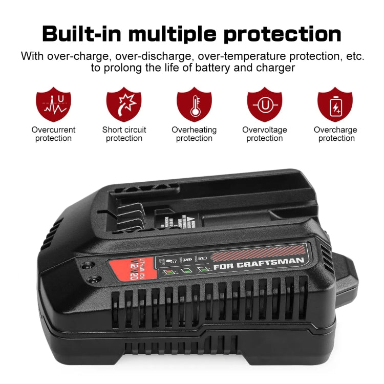 For Craftsman CMCB202 / CMCB204 / CMCB209 Electric Tool 20V Lithium Battery Charger, Plug: UK - Electric Saws & Accessories by buy2fix | Online Shopping UK | buy2fix