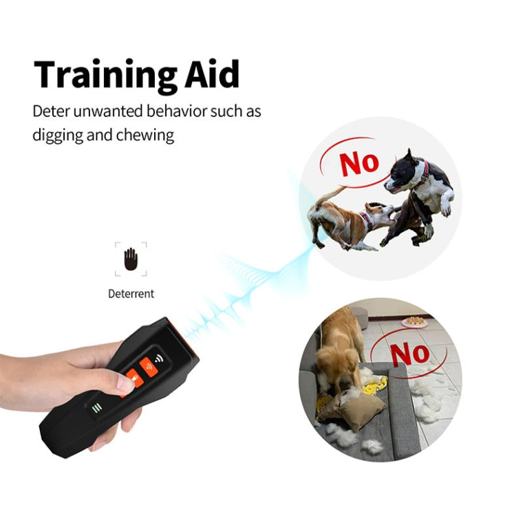 LED Flashing Light Handheld Ultrasonic Bark Arrester Frequency Conversion Dog Training Device(Black+Orange) - Training Aids by buy2fix | Online Shopping UK | buy2fix
