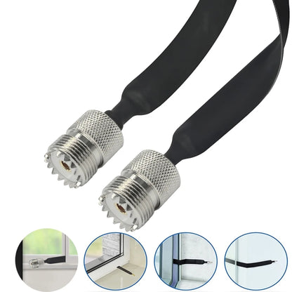 Window/Door Pass Through Flat RF Coaxial Cable UHF 50 Ohm RF Coax Pigtail Extension Cord, Length: 40cm(Male To Female) - Connectors by buy2fix | Online Shopping UK | buy2fix