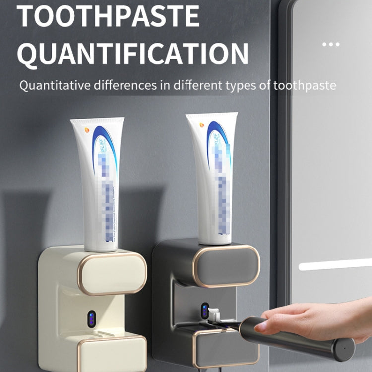 Smart Induction Toothpaste Squeezer Wall-mounted Toothbrush Holder  Without Sterilizing Beige - Toothpaste Squeezing Device by buy2fix | Online Shopping UK | buy2fix