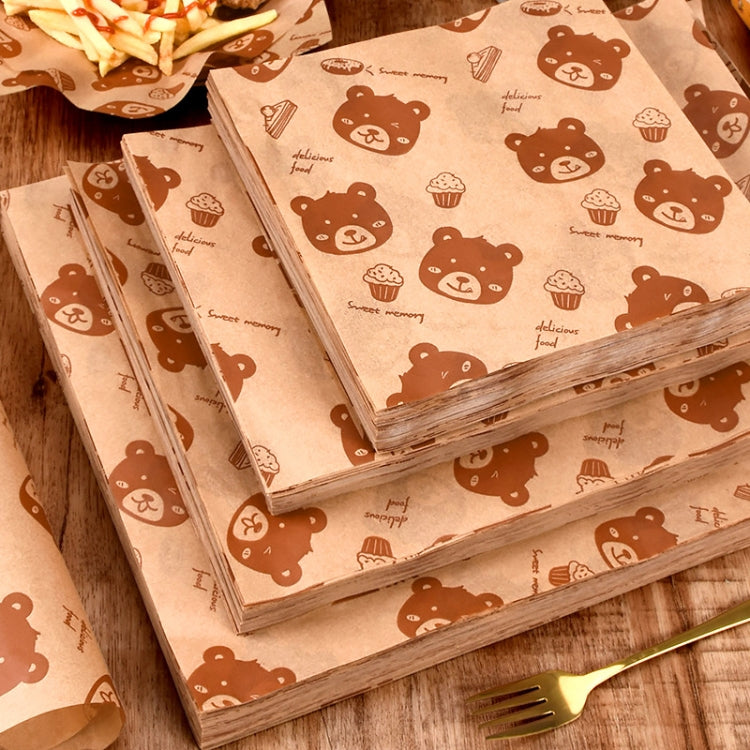 100sheets /Pack Bear Pattern Greaseproof Paper Baking Wrapping Paper Food Basket Liners Paper 20x20cm - Retail Packaging by buy2fix | Online Shopping UK | buy2fix