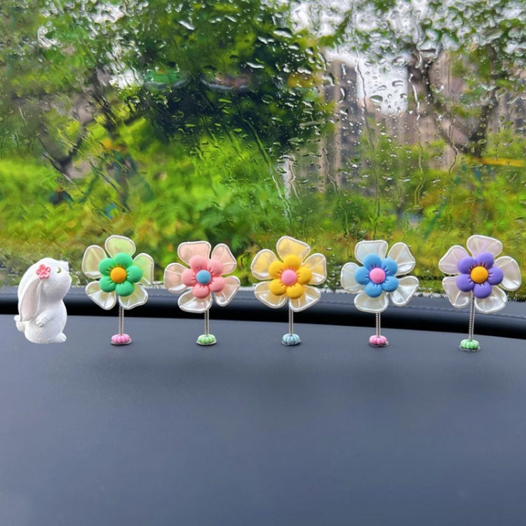 5pcs /Set Cute Cartoon Flower Car Shaking Ornament Car Dashboard Decoration, Style: Dark Color Green Leaf - Ornaments by buy2fix | Online Shopping UK | buy2fix