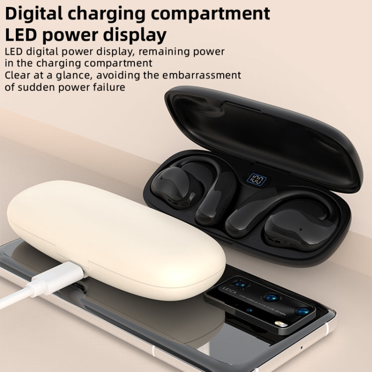 OWS Hanging Ear Bluetooth Earphones With Digital Display Charging Compartment(Skin Color) - Bluetooth Earphone by buy2fix | Online Shopping UK | buy2fix