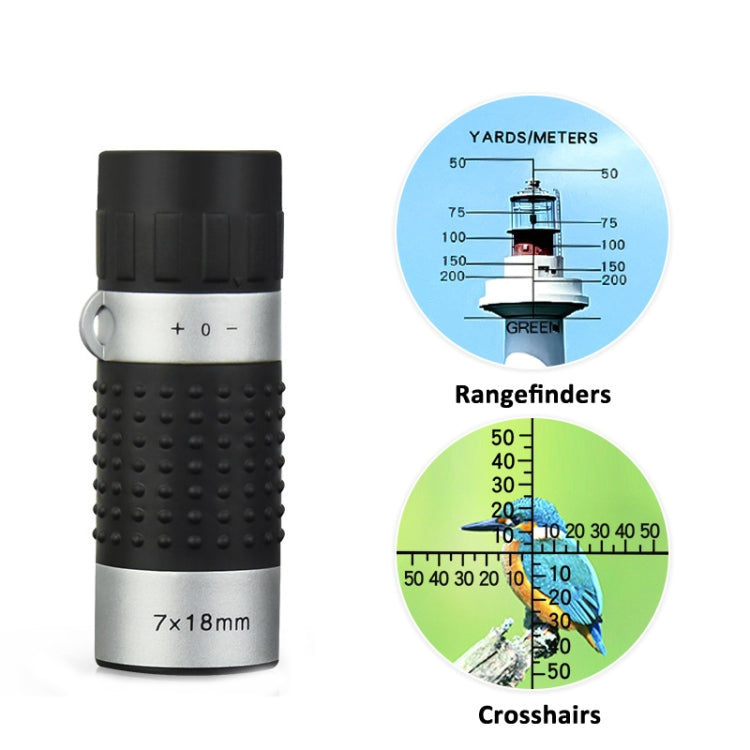 7 x 18 Mini Monoculars Telescope for Hunting Golf Hiking Bird Watching, Spec: Crosshairs - Monocular Binoculars by buy2fix | Online Shopping UK | buy2fix