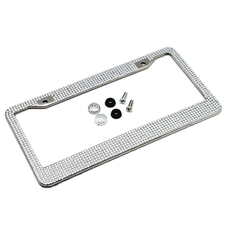 US Standard Stainless Steel License Plate Modified Frame With Diamonds, Color: Round Hole White Diamond - License Plate Covers & Frames by buy2fix | Online Shopping UK | buy2fix