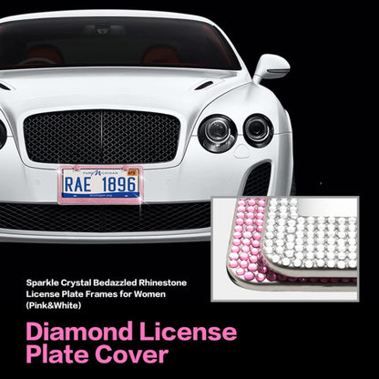 US Standard Stainless Steel License Plate Modified Frame With Diamonds, Color: Square Hole White Diamond - License Plate Covers & Frames by buy2fix | Online Shopping UK | buy2fix