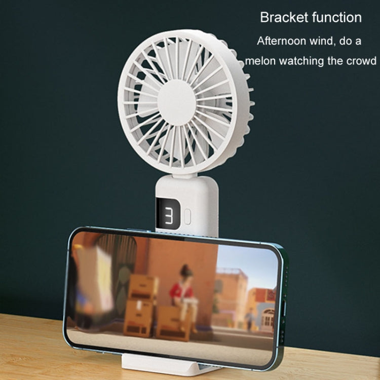 Portable Digital Display Hanging Neck Mute Small Fan USB Charging Handheld Foldable Fan(White) - Electric Fans by buy2fix | Online Shopping UK | buy2fix