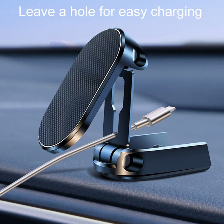 D11 Magnetic Folding Car Phone Holder Rotatable Dashboard Stick-On Navigation Stand(Silver) - Car Holders by buy2fix | Online Shopping UK | buy2fix