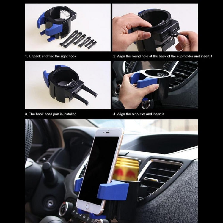 Car Air Conditioner Air Outlet Mobile Phone Water Cup Holder(Blue) - Car Drink Holders by buy2fix | Online Shopping UK | buy2fix